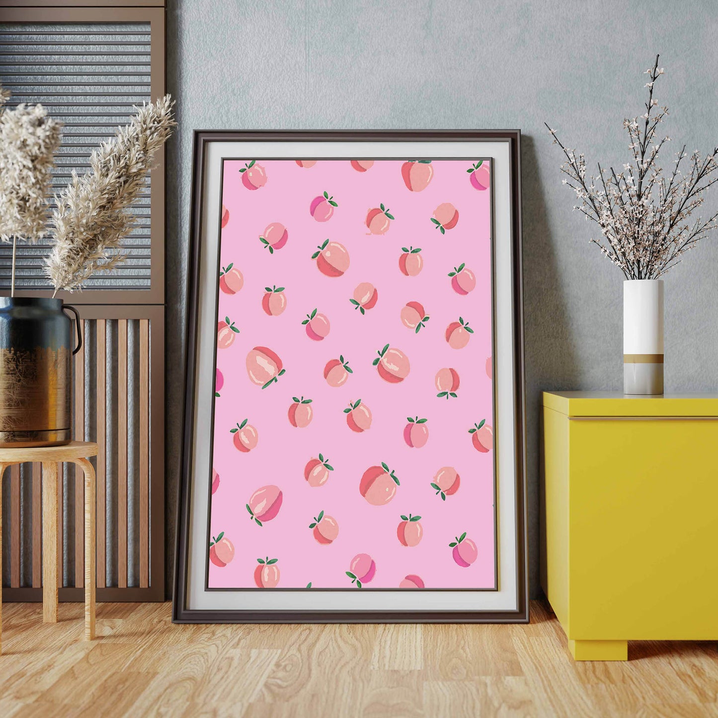 Pink Peaches Kitchen Decor - Digital Wall Art - SweetPixelCreations