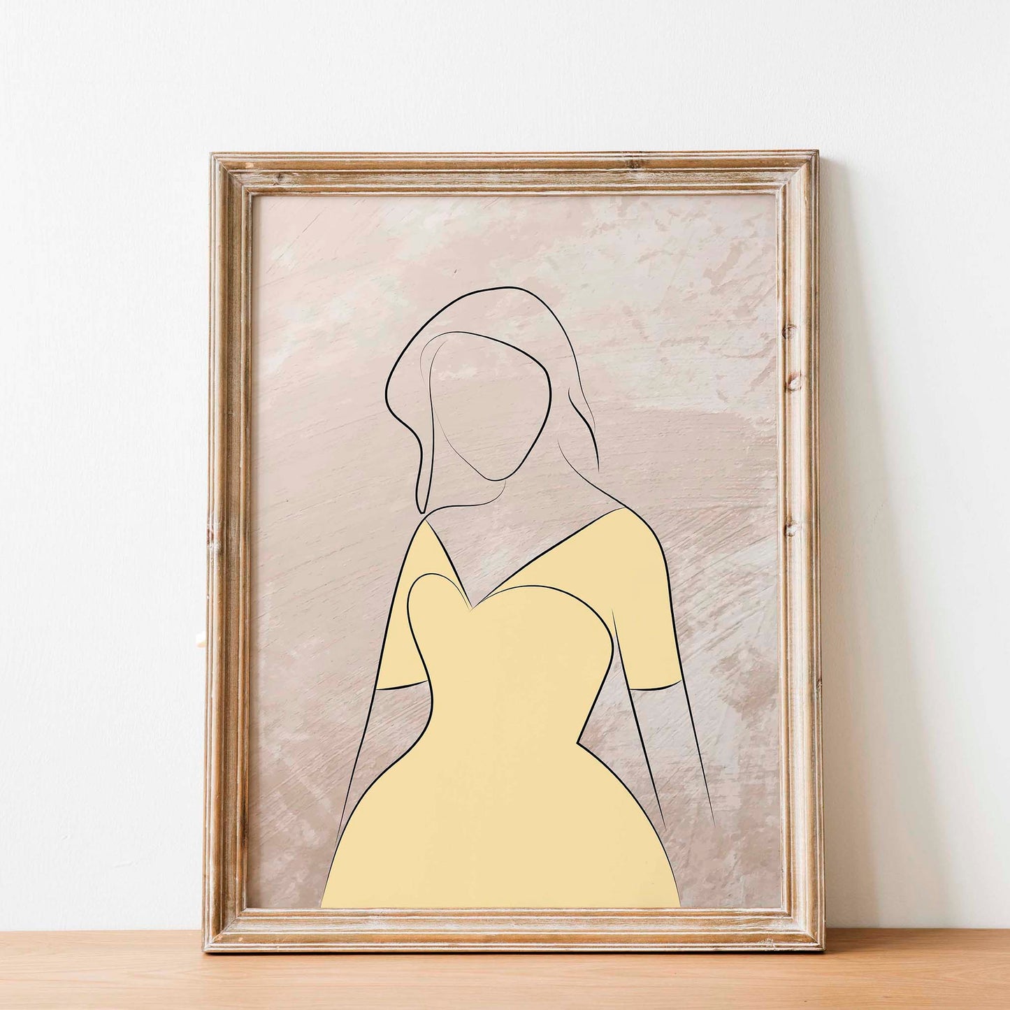 Yellow Dress - Minimalist Female Art Print - SweetPixelCreations