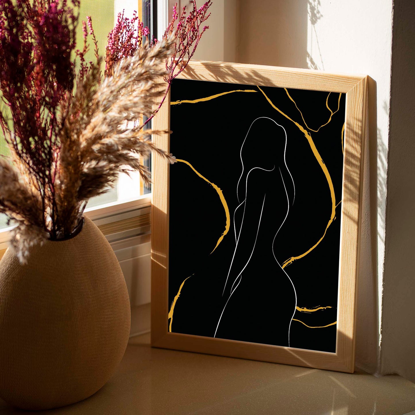 Black Elegant Female One Line Art Print - SweetPixelCreations