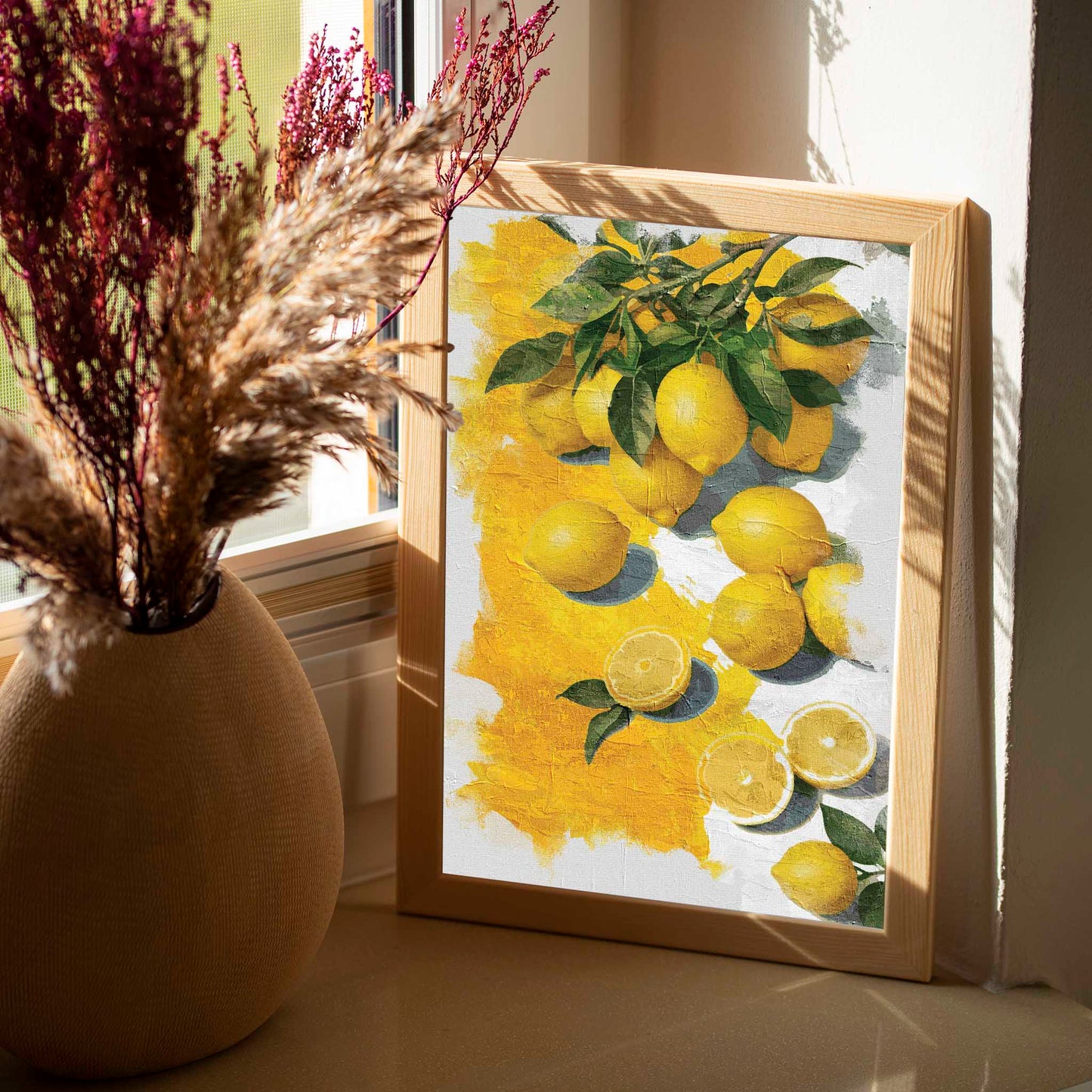 Lemon Branch Oil Painting - SweetPixelCreations