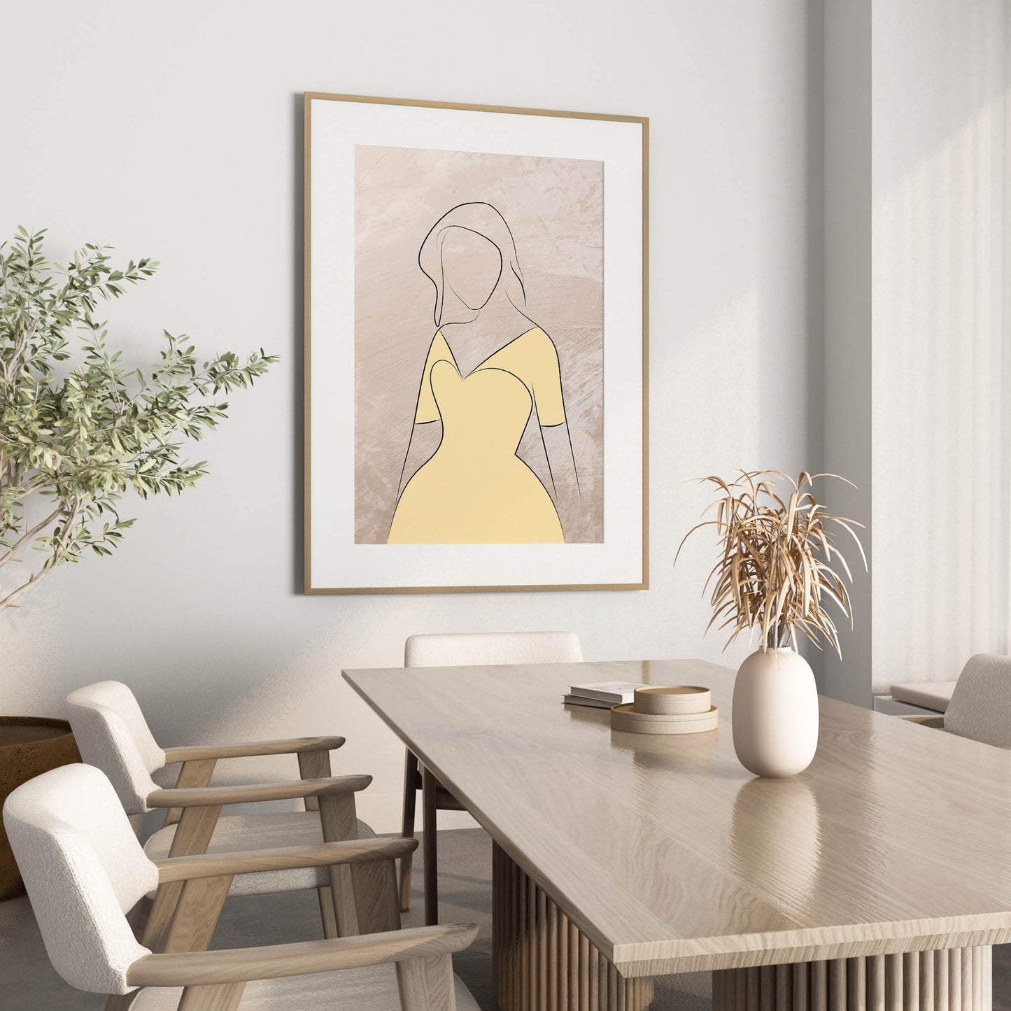 Yellow Dress - Minimalist Female Art Print - SweetPixelCreations