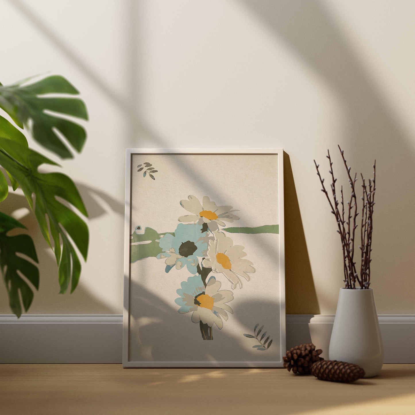 Daisy Beige Textured Wall Art - SweetPixelCreations