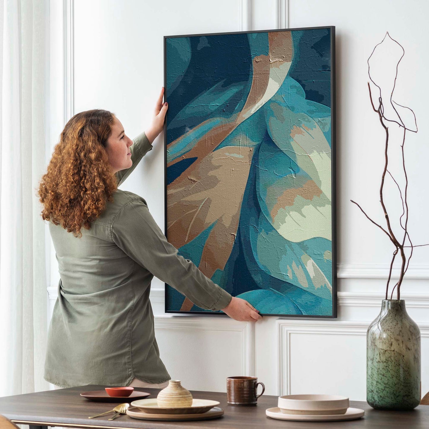 Blue Abstract Oil Painting - SweetPixelCreations