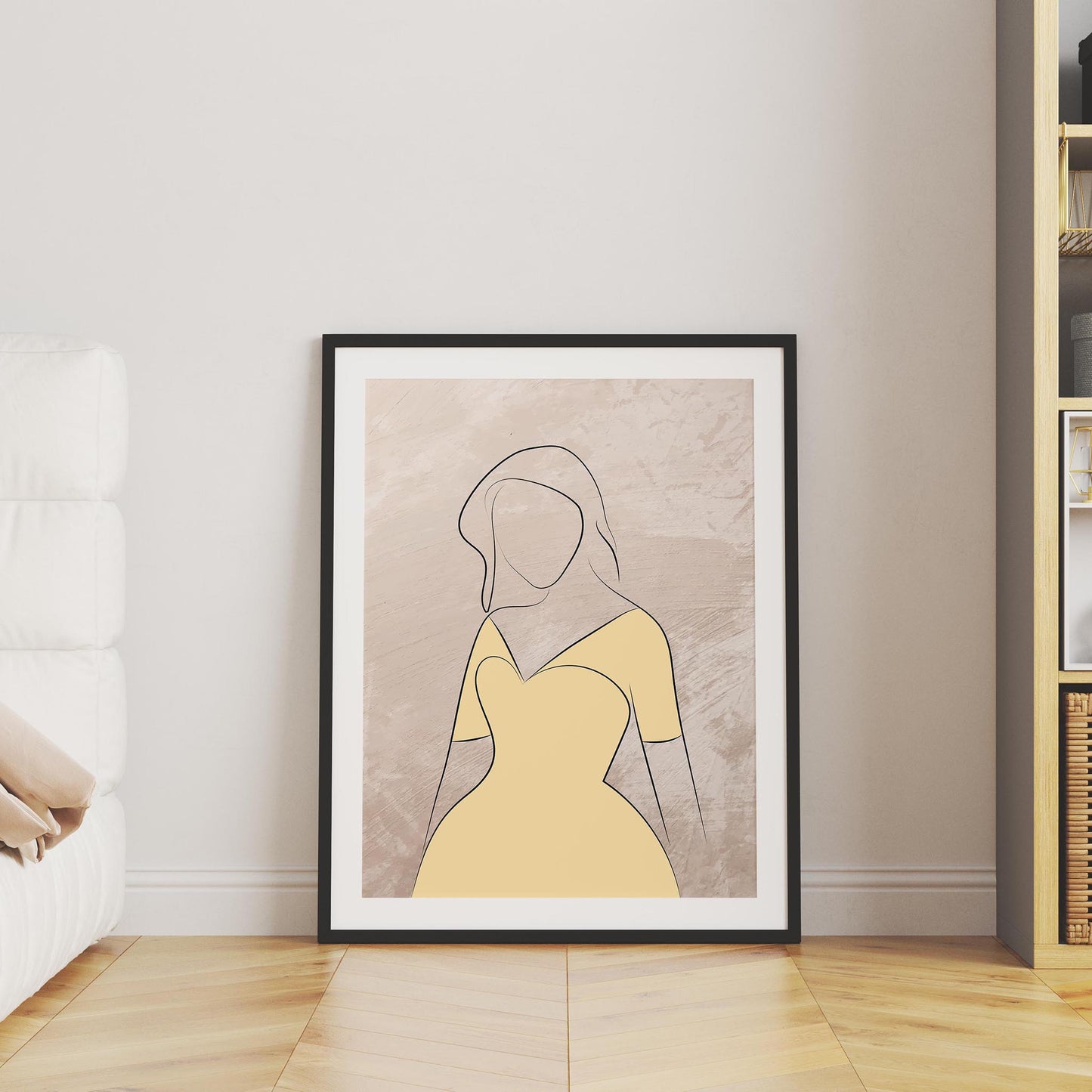 Yellow Dress - Minimalist Female Art Print - SweetPixelCreations