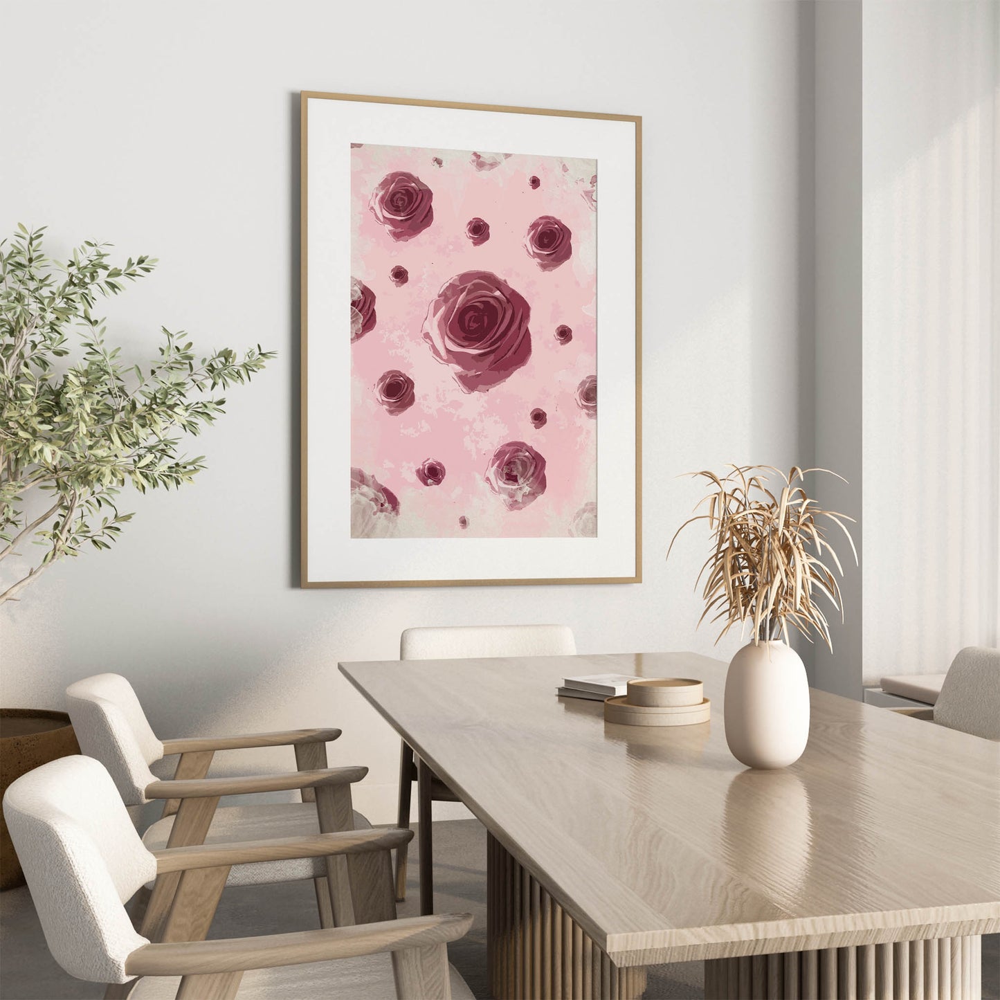 Watercolor Rose Pattern Wall Art - SweetPixelCreations