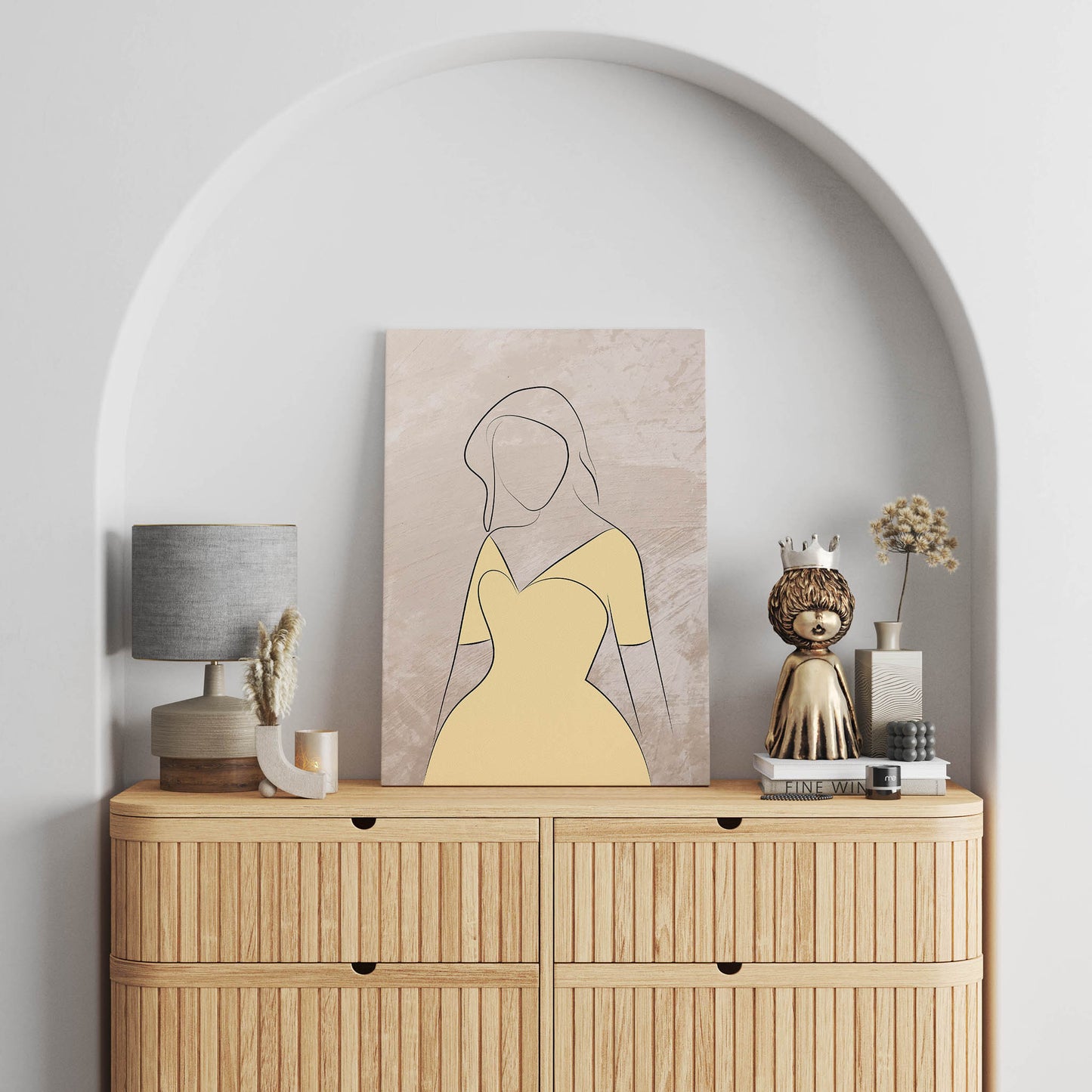 Yellow Dress - Minimalist Female Art Print - SweetPixelCreations