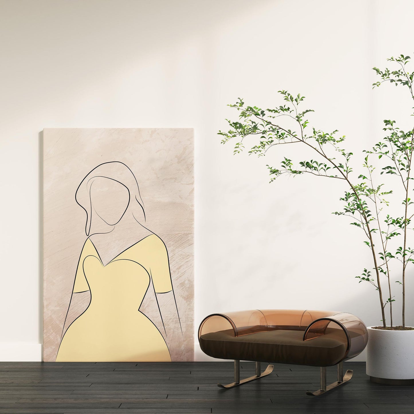Yellow Dress - Minimalist Female Art Print - SweetPixelCreations
