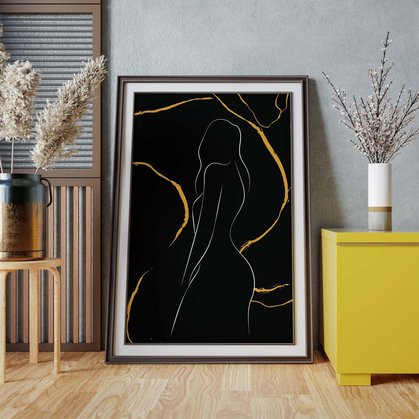 Black Elegant Female One Line Art Print - SweetPixelCreations