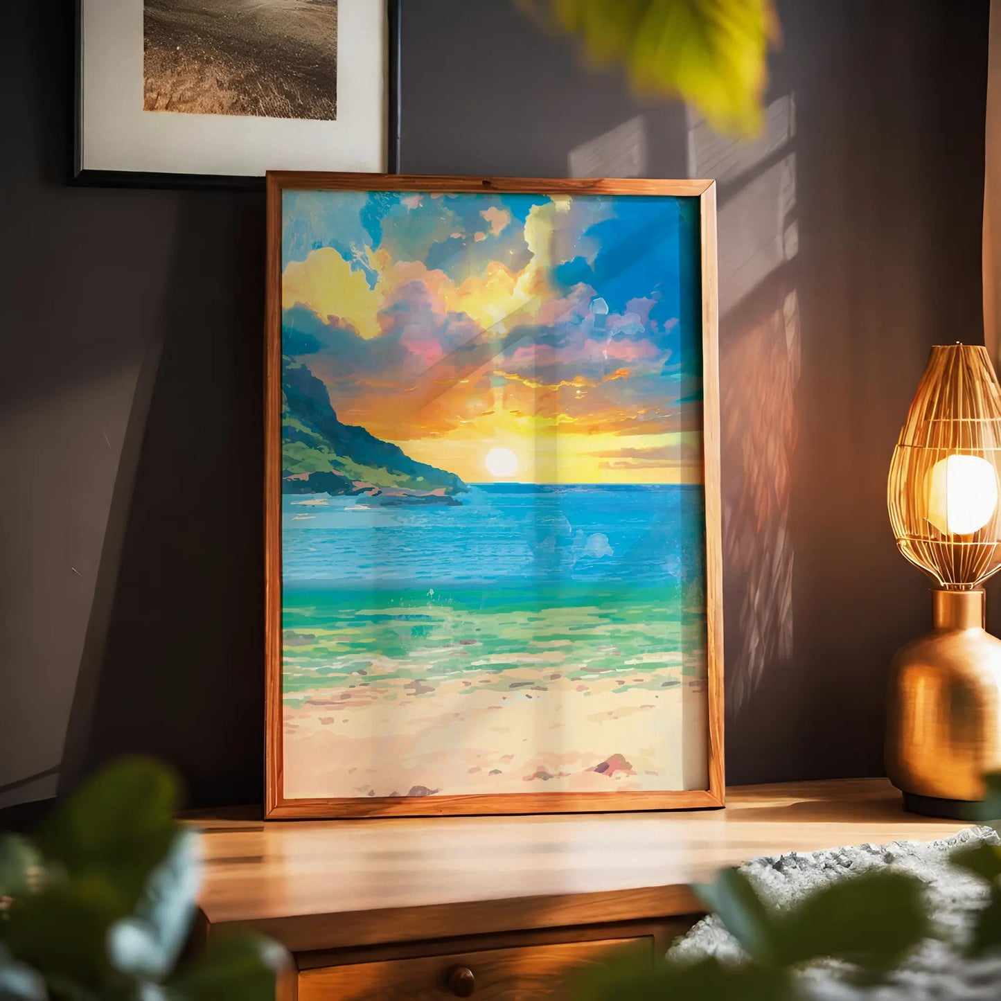 Beach Sunset Watercolor Print