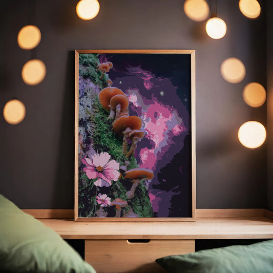 Cosmic Mushrooms Wall Print