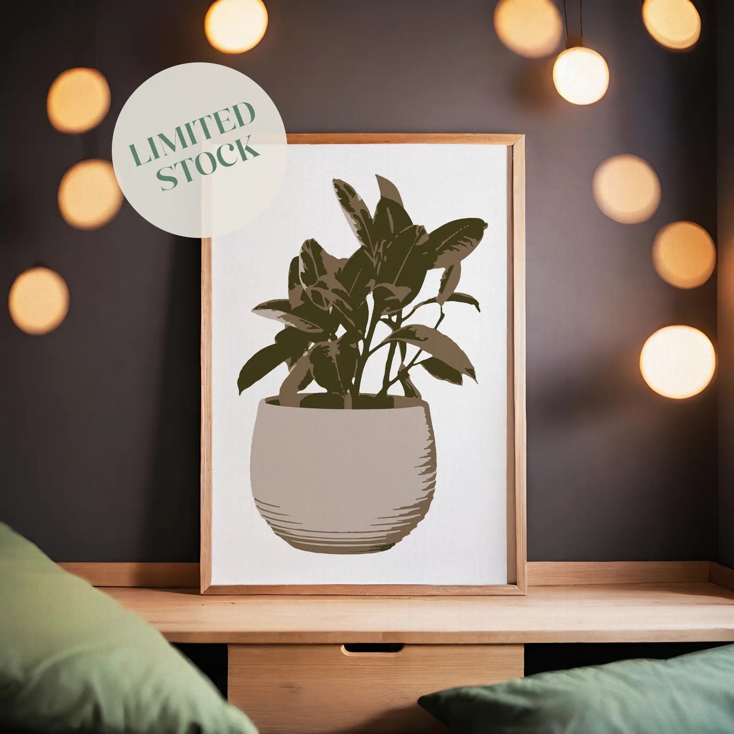 Minimalist printable wall art of a potted indoor plant with earthy brown tones, perfect for modern, boho, or Scandinavian-style home decor and plant lovers.
