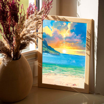Beach Sunset Watercolor Print - SweetPixelCreations