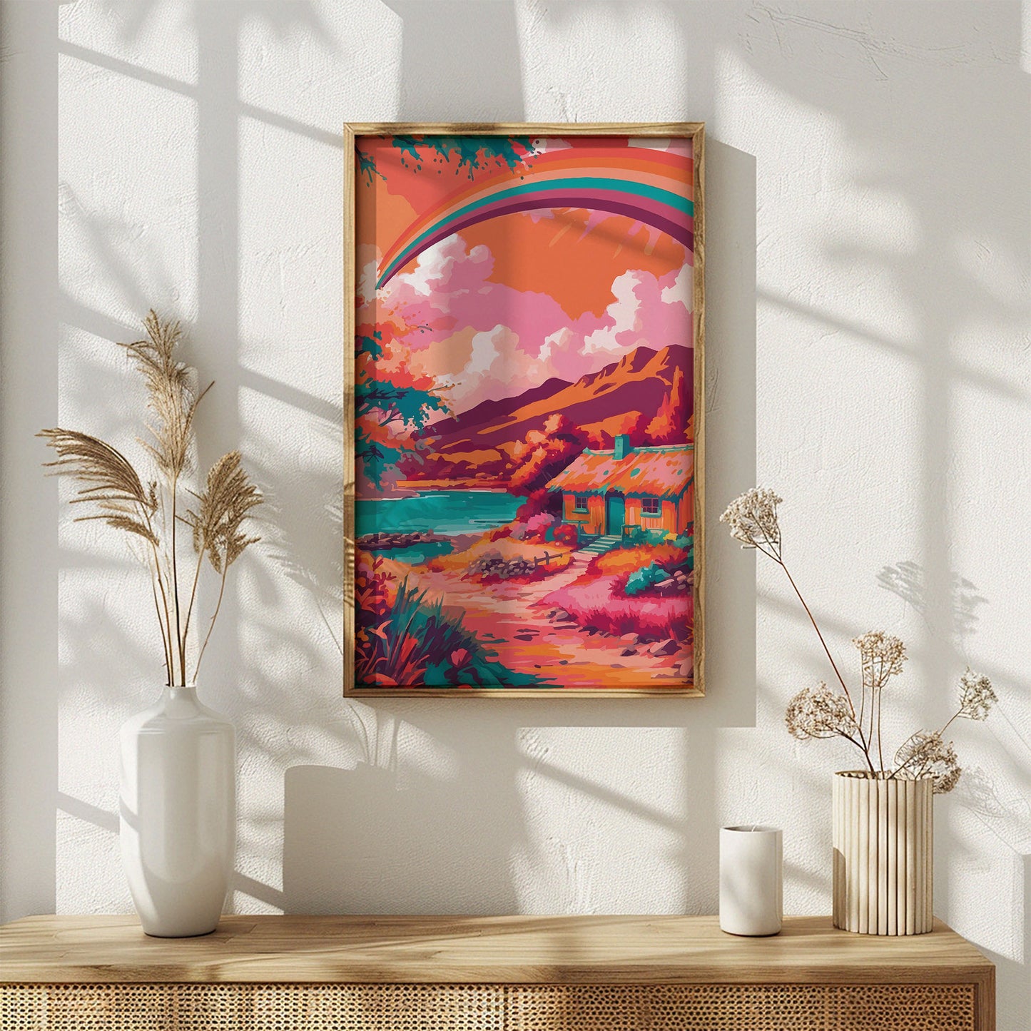 Rainbow Over the Quiet Cottage Print
