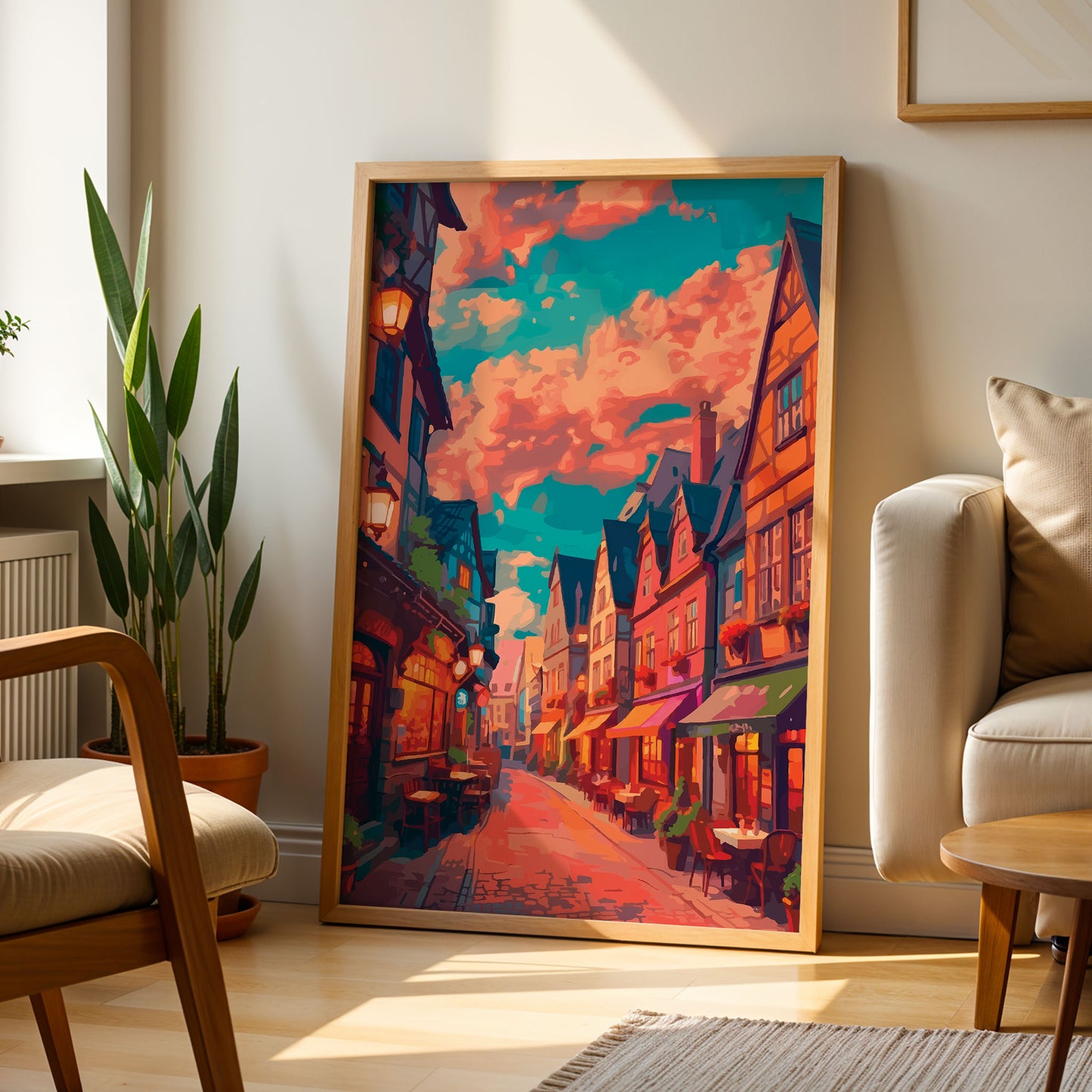 Charming European Street Scene Print