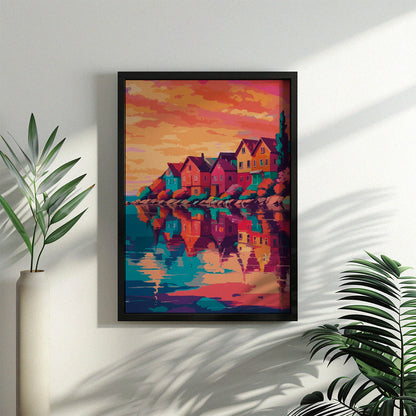 Colorful Waterfront Houses Print