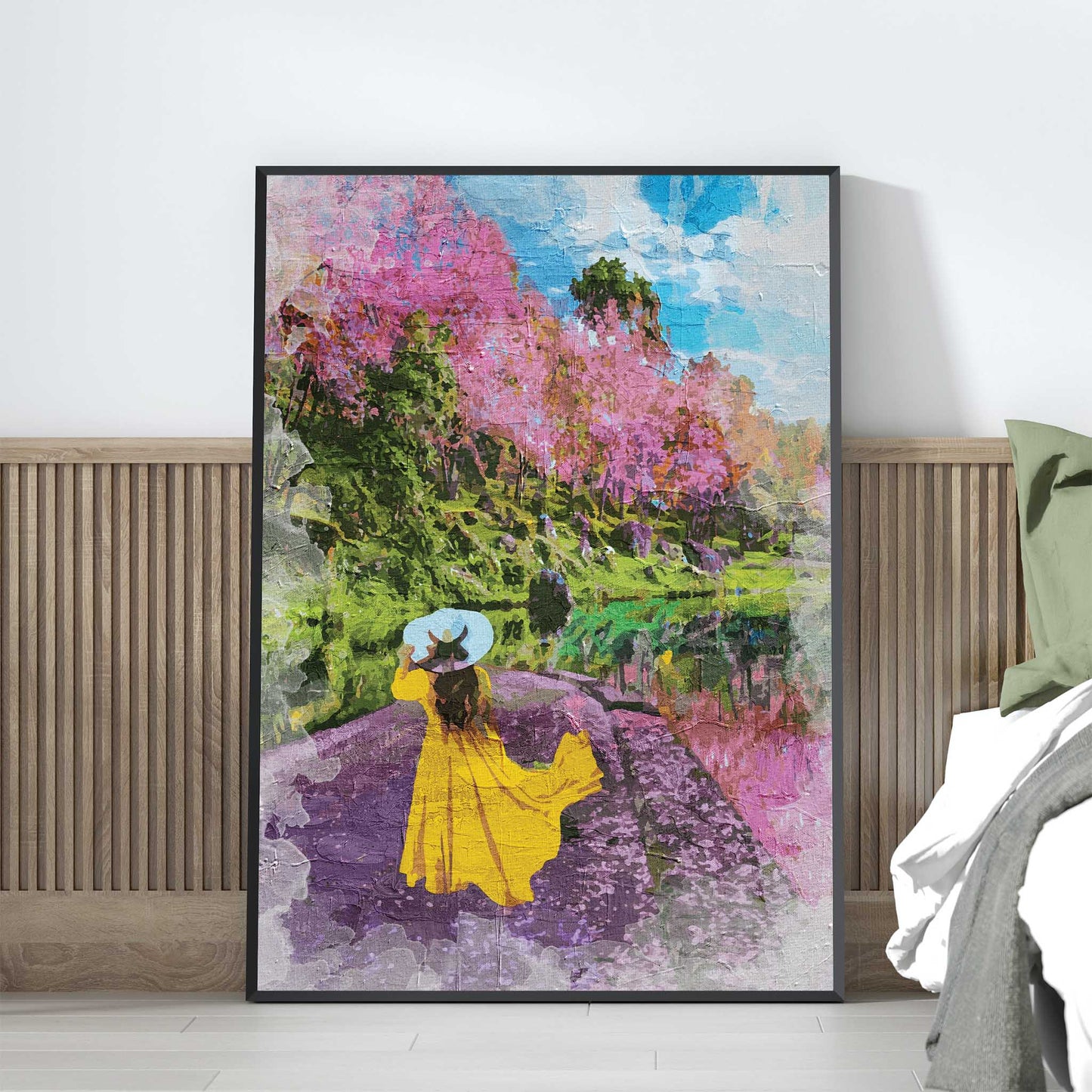 Woman In Yellow Dress - Landscape Oil Painting - SweetPixelCreations