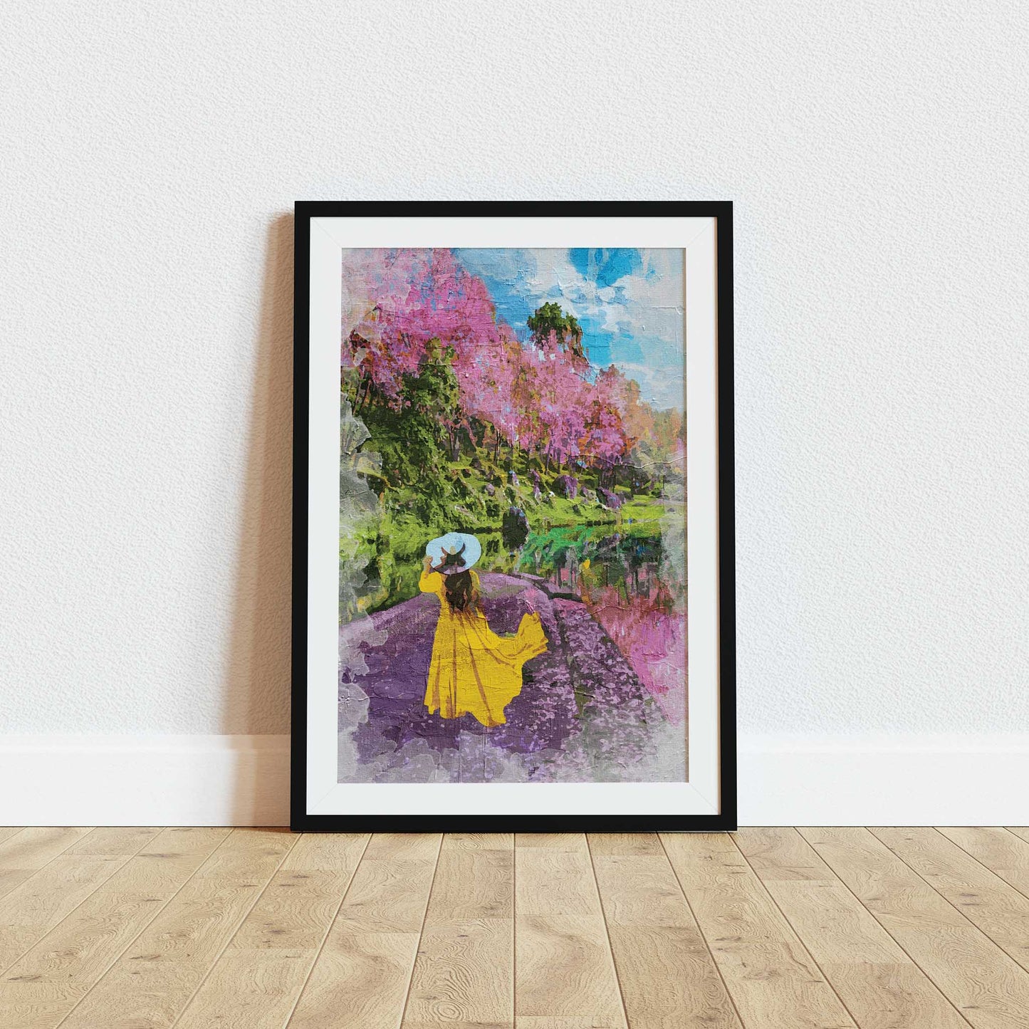 Woman In Yellow Dress - Landscape Oil Painting - SweetPixelCreations