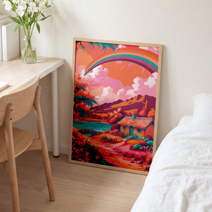 Rainbow Over the Quiet Cottage Print