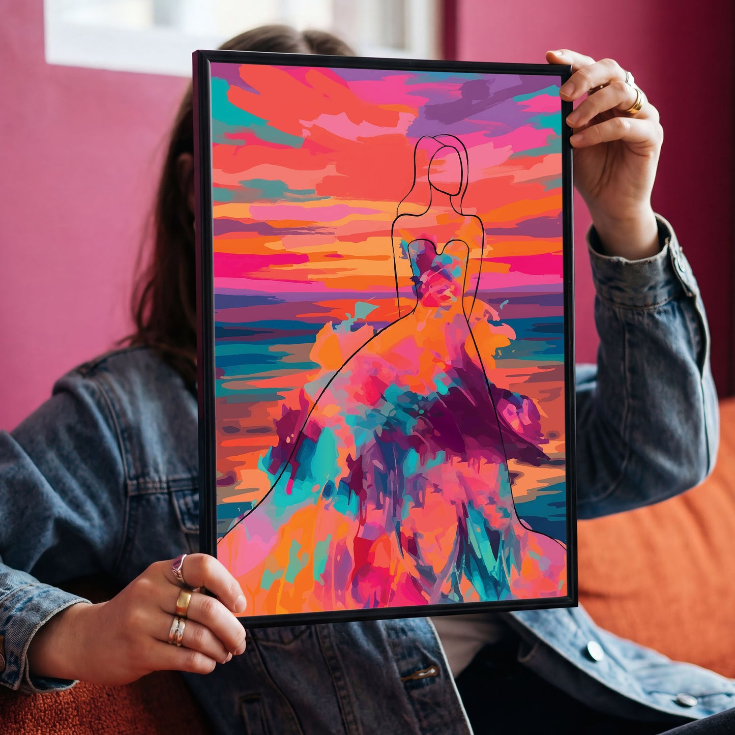 Woman In a Colorful Dress Print