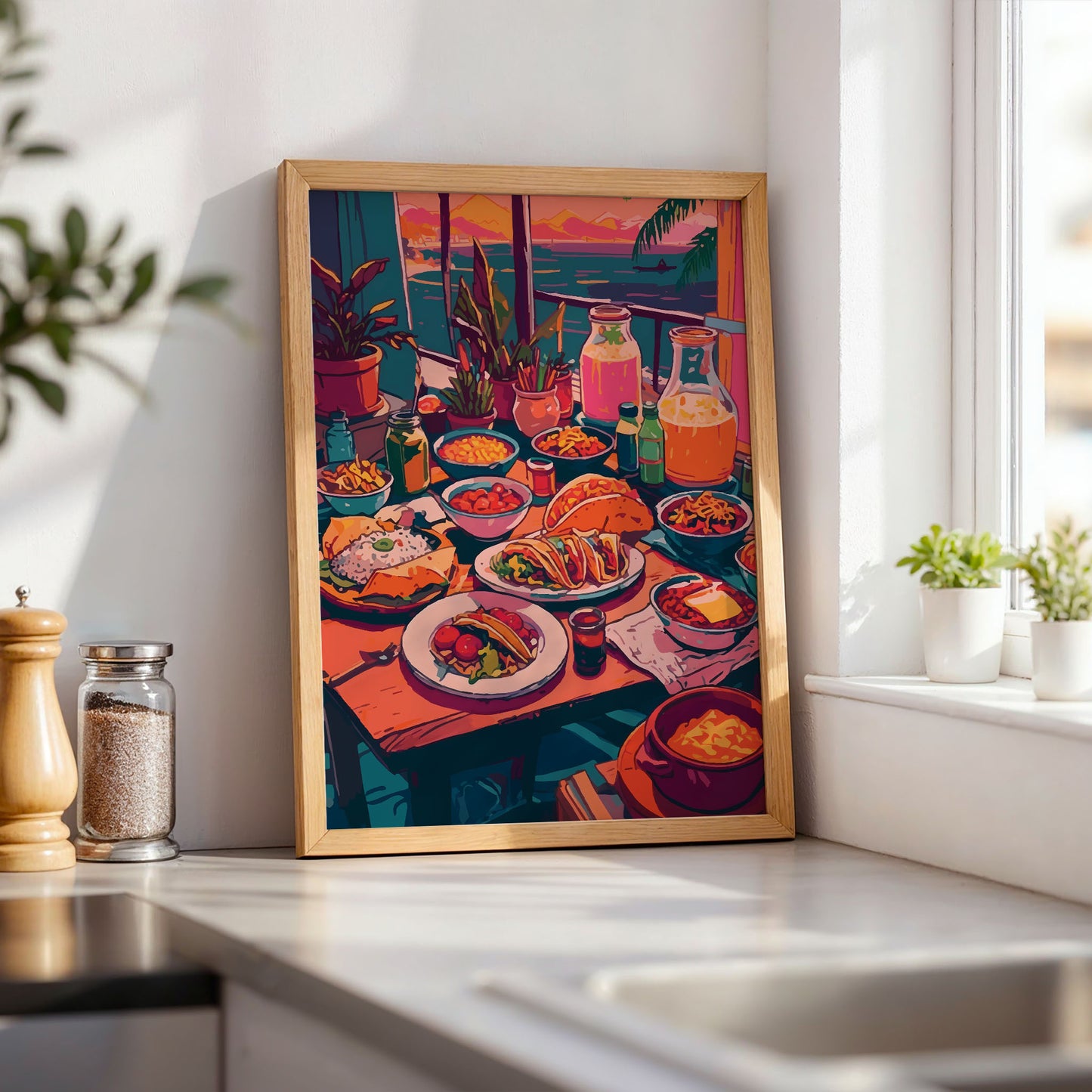 Mexican Food & Ocean View Print