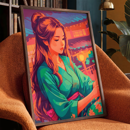 Green Kimono Print