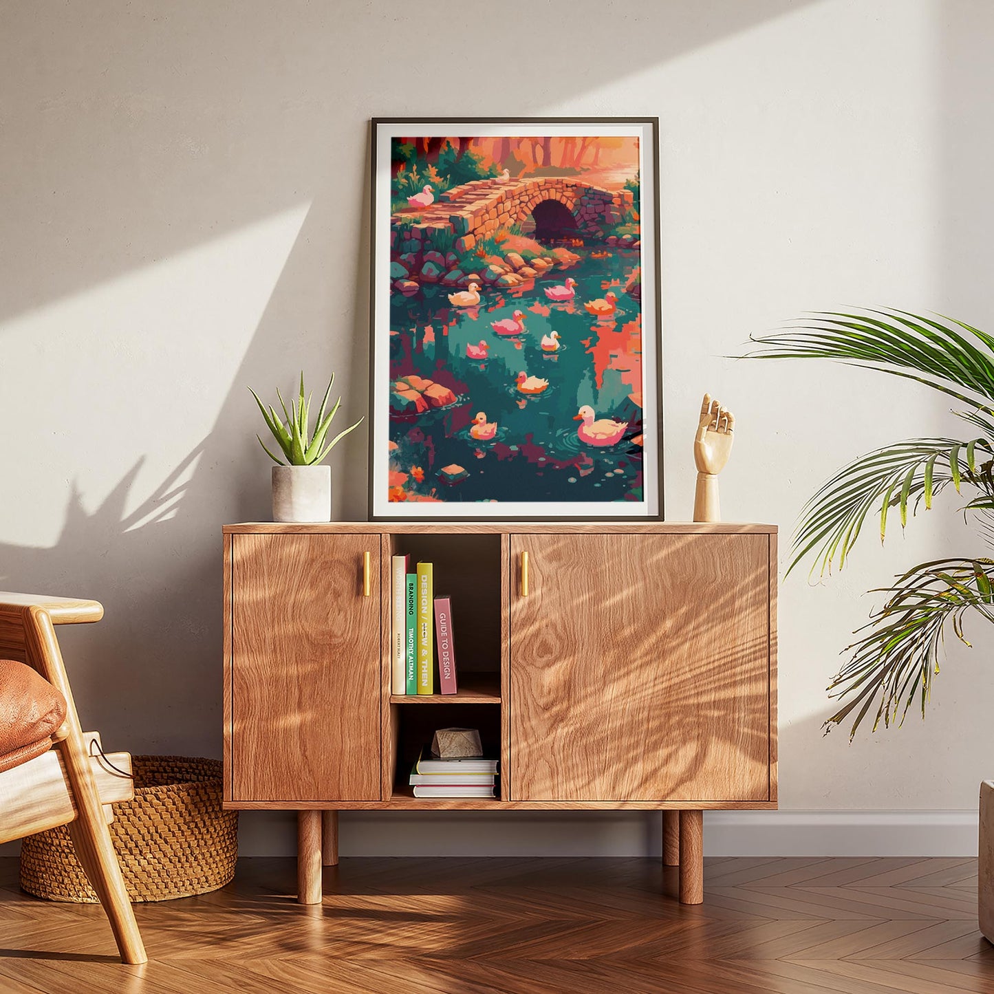 Ducks by the Bridge Print