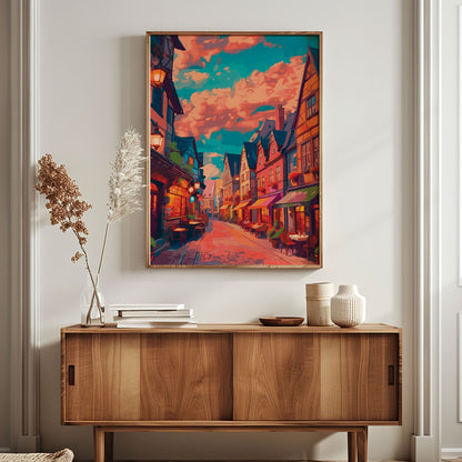 Charming European Street Scene Print