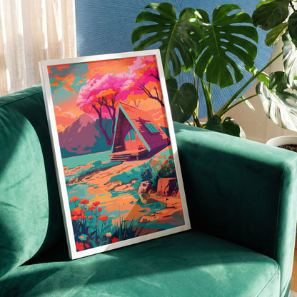 Pink Cabin Print