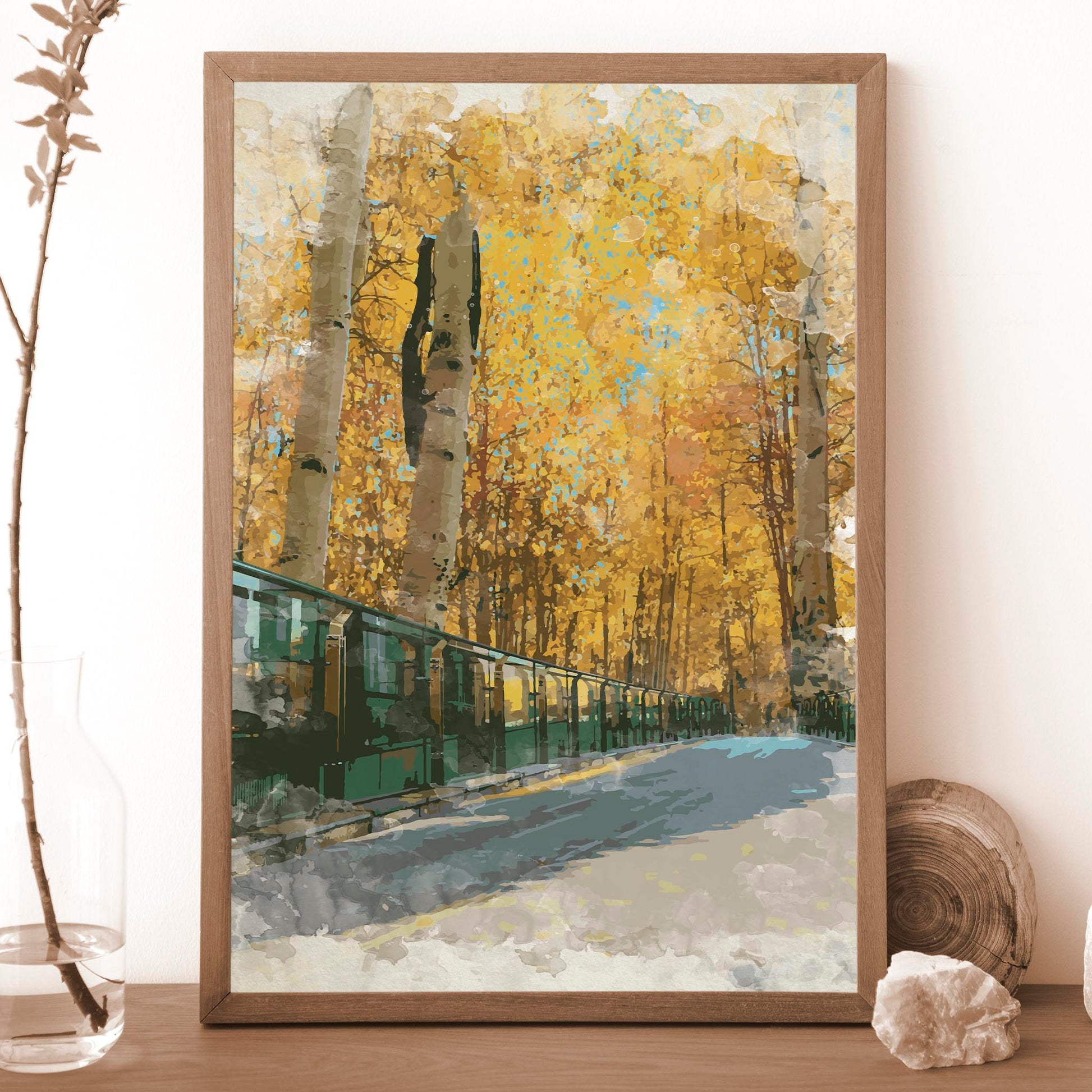 Autumn Street - Watercolor Print - SweetPixelCreations