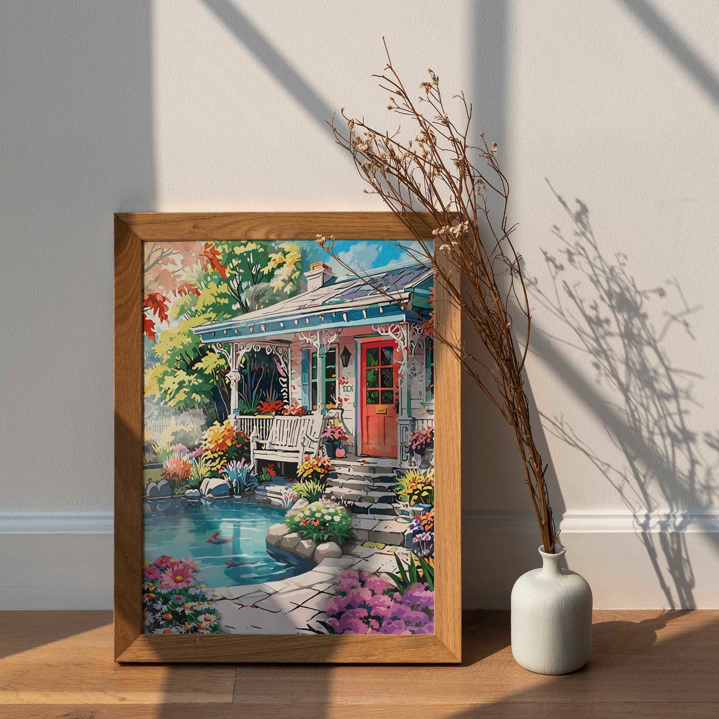 Springtime Floral Porch Art Print - SweetPixelCreations