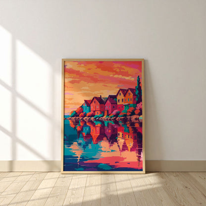Colorful Waterfront Houses Print