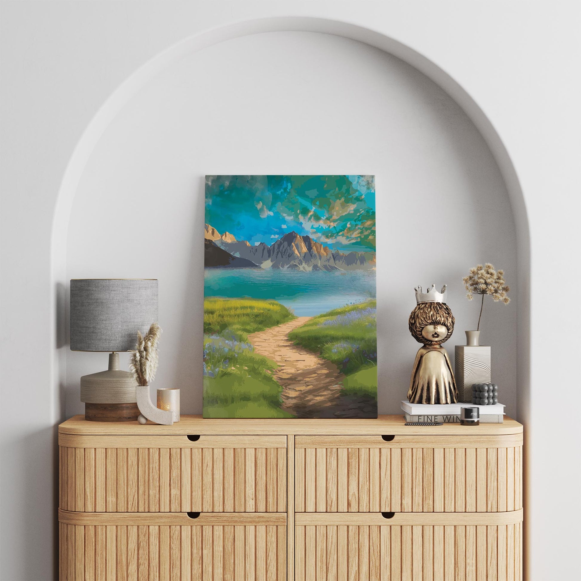 Grassy Path Leading to Tranquil Beach Painting - SweetPixelCreations