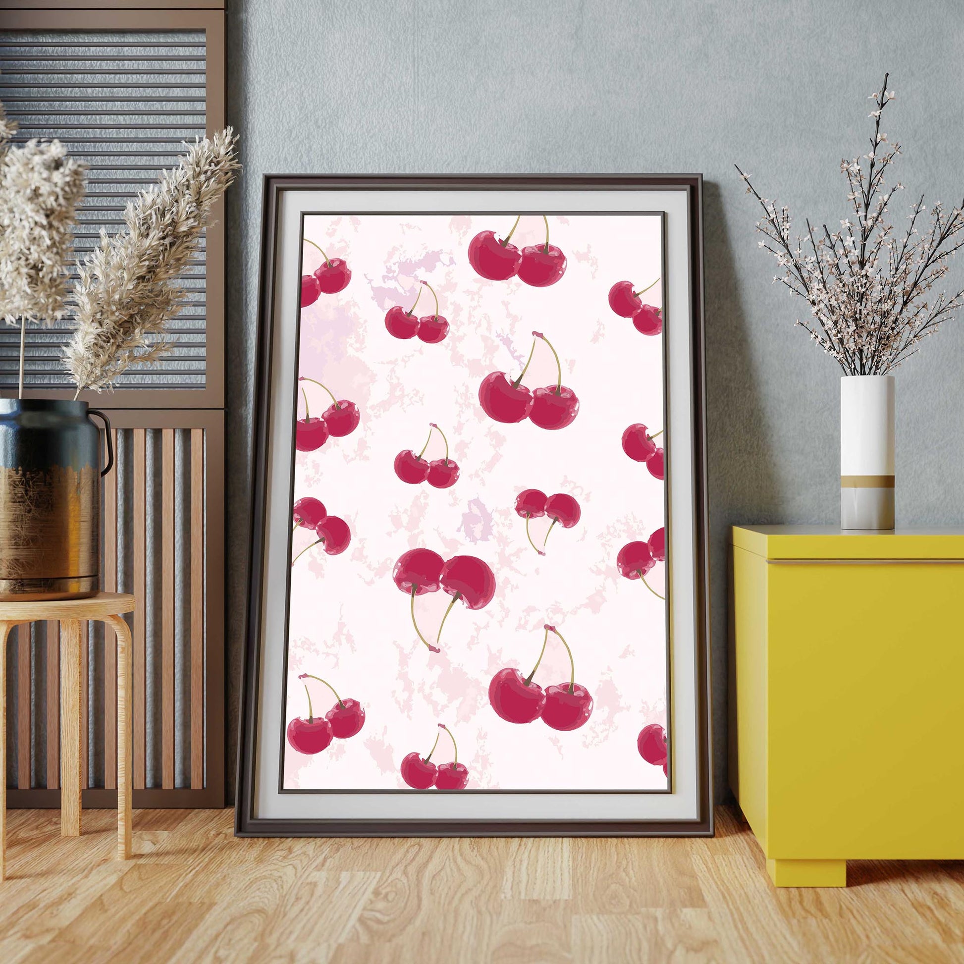 Cherry Pattern Wall Art Decor - SweetPixelCreations