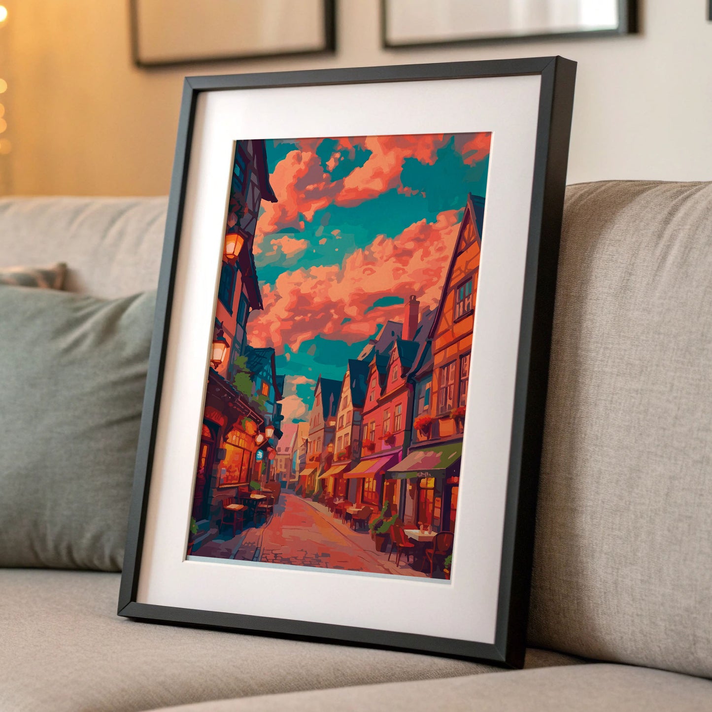 Charming European Street Scene Print