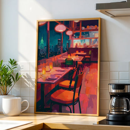 Table for Two - Watercolor City Dinner Print
