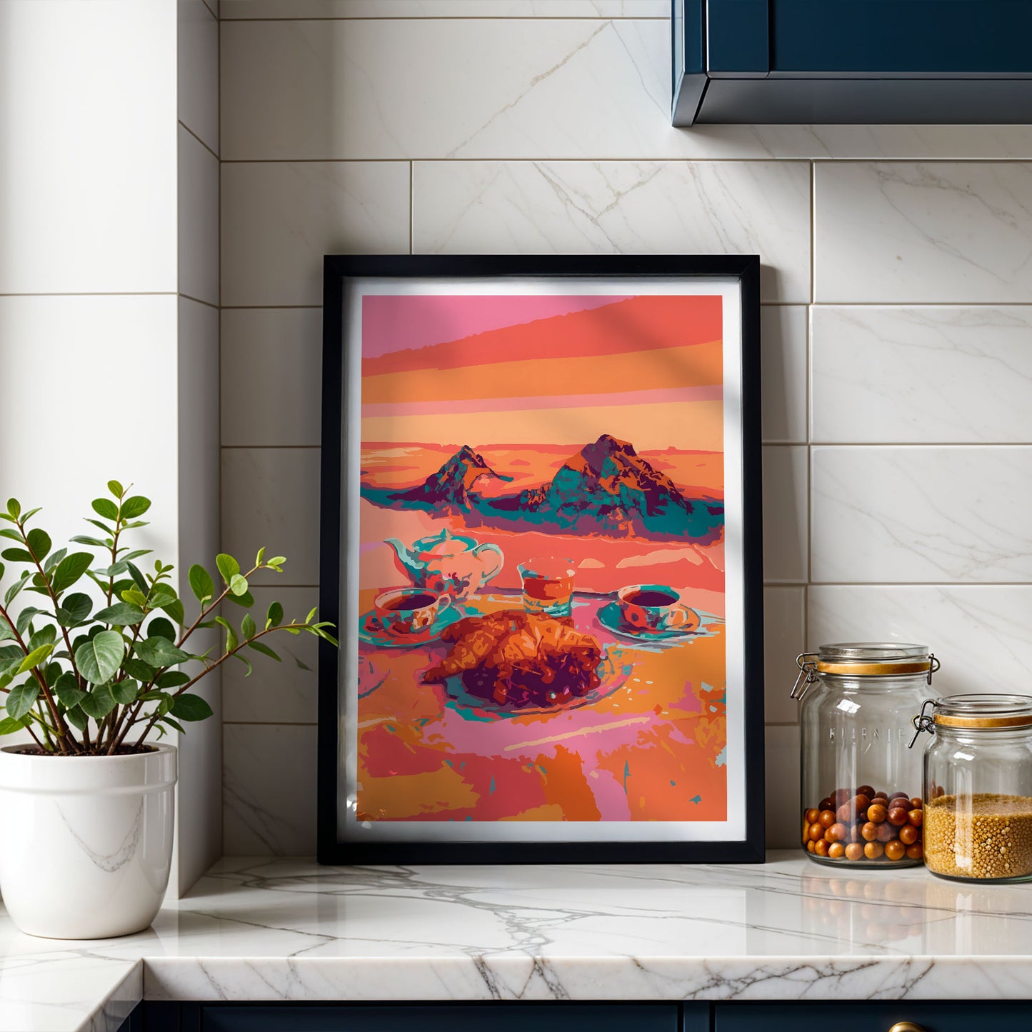 Croissant Tea Picnic Print