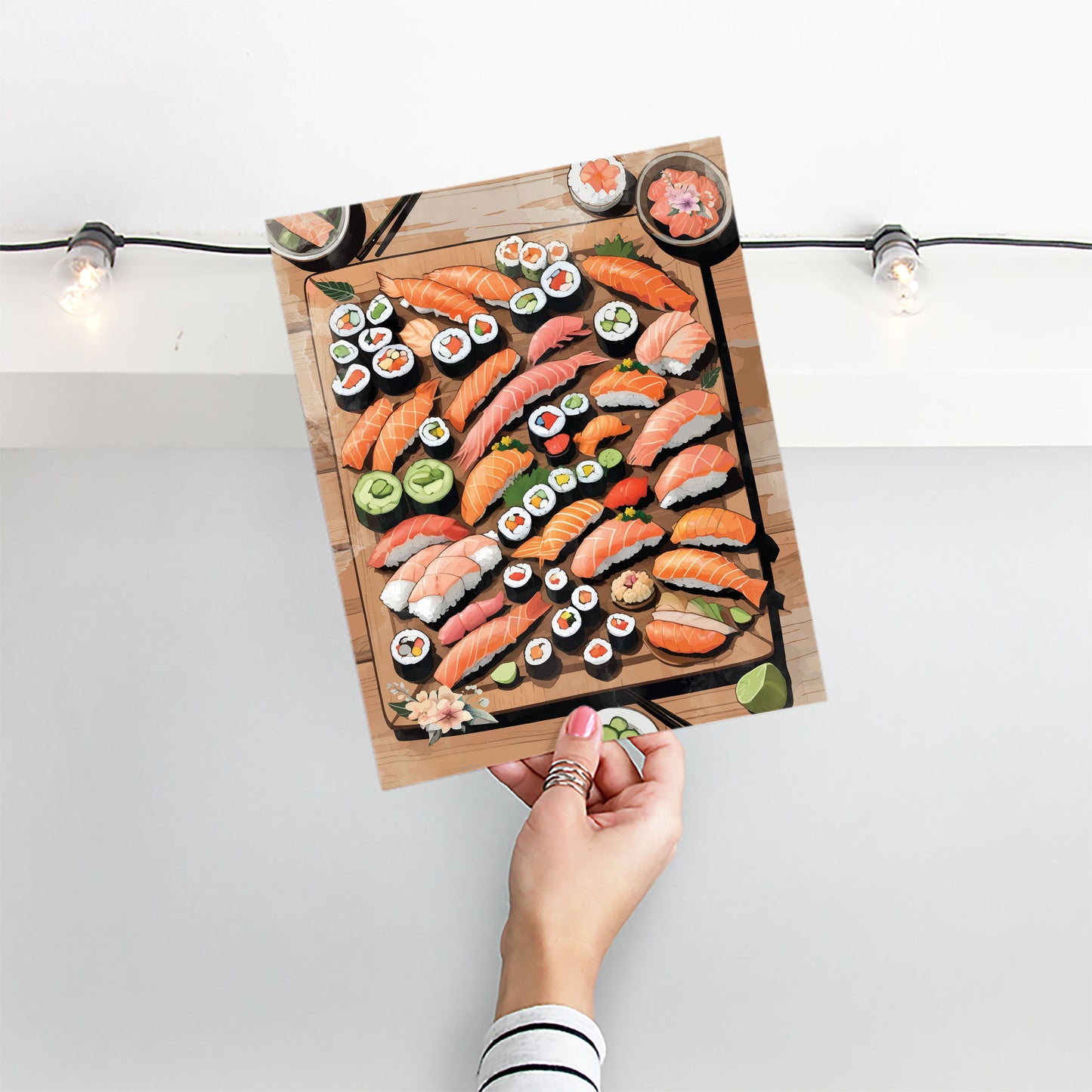 Gourmet Sushi Feast – Watercolor Print - SweetPixelCreations