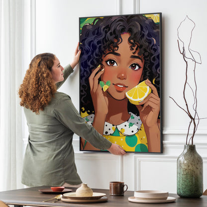 Cute Girl - Citrus-Themed Wall Art - SweetPixelCreations