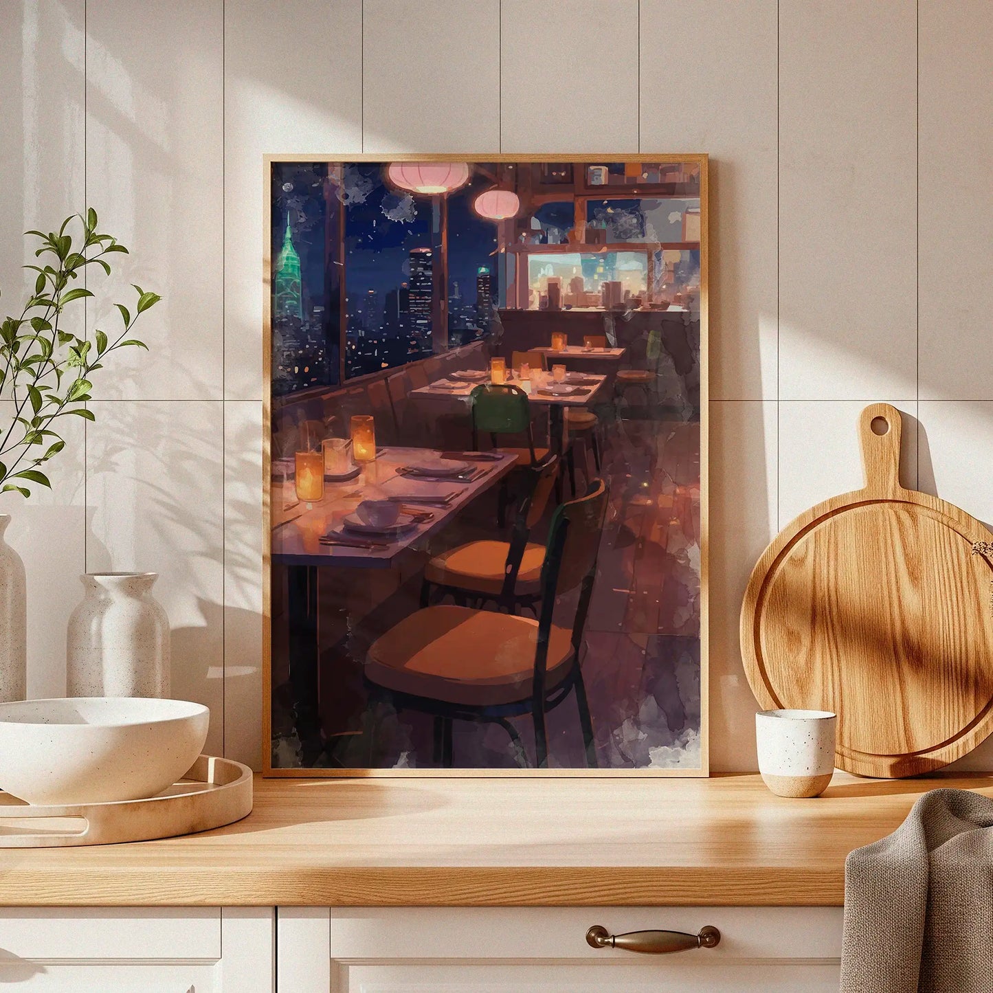 Table for Two - Watercolor City Dinner Print