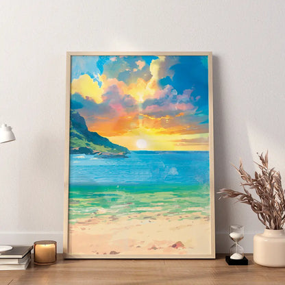 Beach Sunset Watercolor Print - SweetPixelCreations
