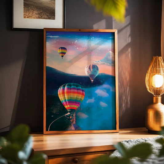 Hot Air Balloon Painting - Serene Landscape Wall Art