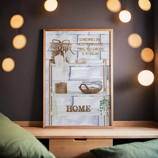 Watercolor Cozy Home Interior Print