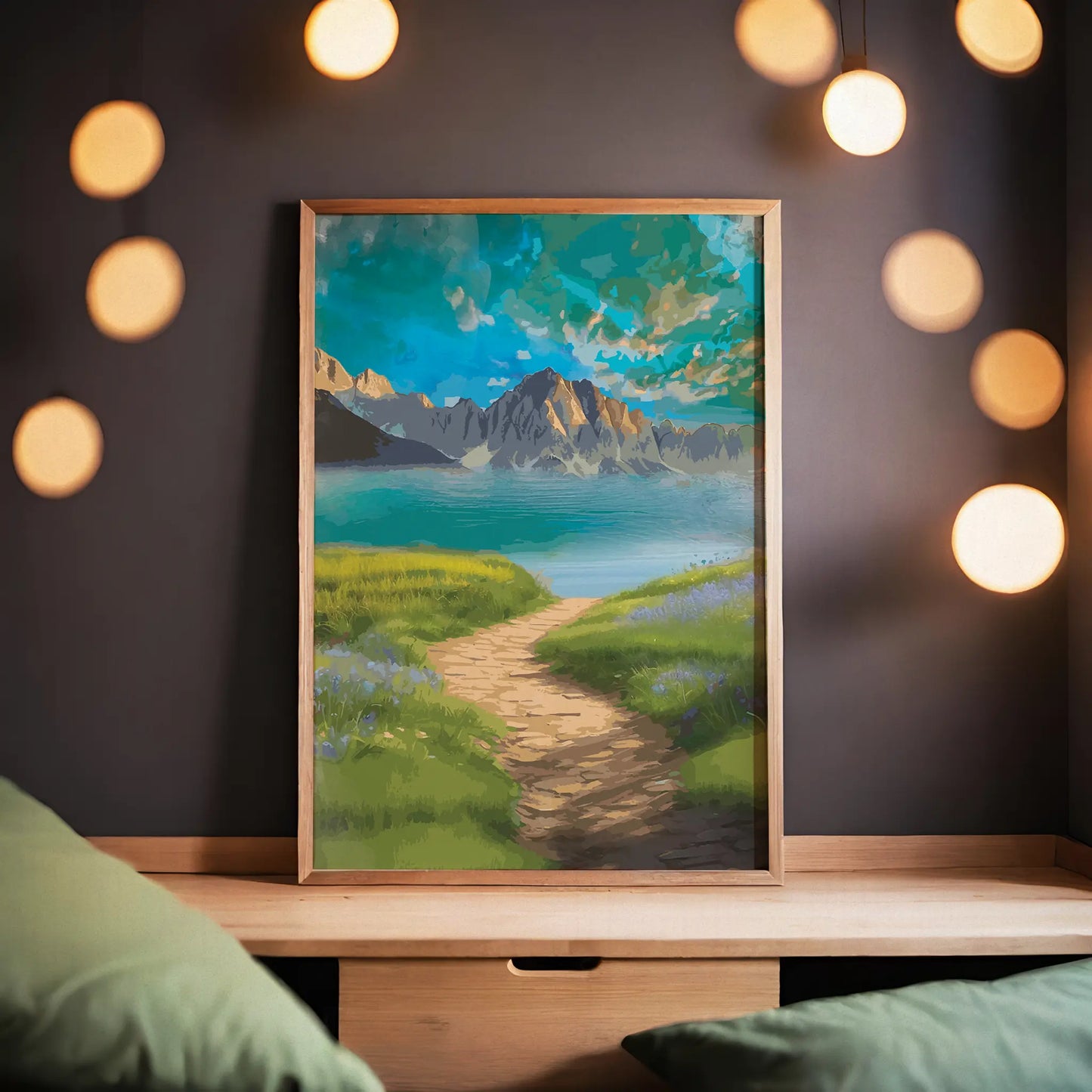 Grassy Path Leading to Tranquil Beach Painting