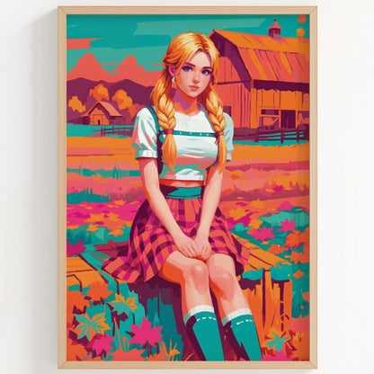 Autumn Farm Girl Print