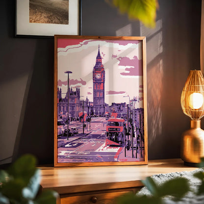 UK London Pink & Purple Wall Art