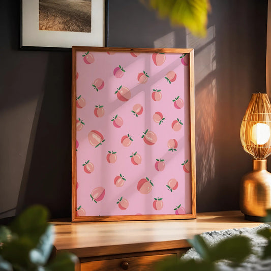 Pink Peaches Kitchen Decor - Digital Wall Art