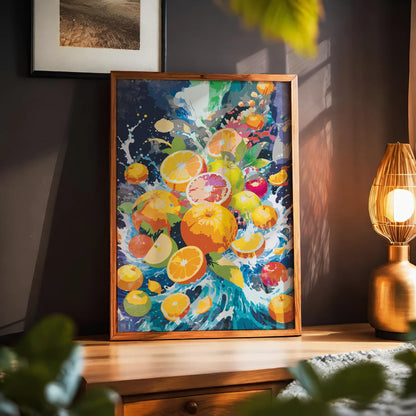 Vibrant Fruit Splash Art - Watercolor Print