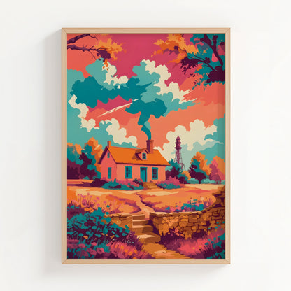Watercolour Cottage Print