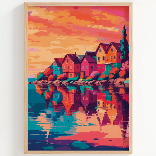 Colorful Waterfront Houses Print