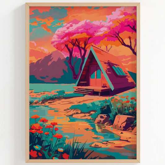 Pink Cabin Print